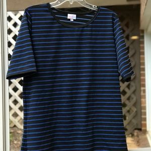 LulaRoe Striped Classic T Black and Blue 3XL